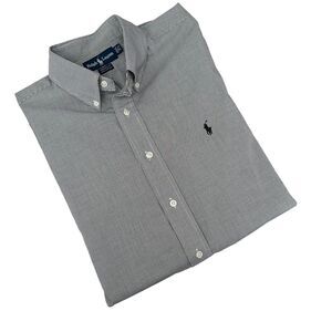 Ralph Lauren Button-Up Shirt Blue Large 16-1/2 34/35 Men's Check  Long Sleeve